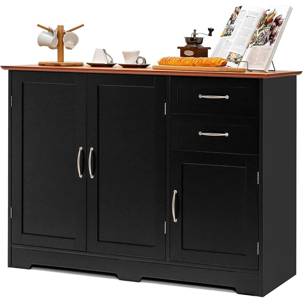 Buffet Credenza Console Table With Drawers In Oak Finish