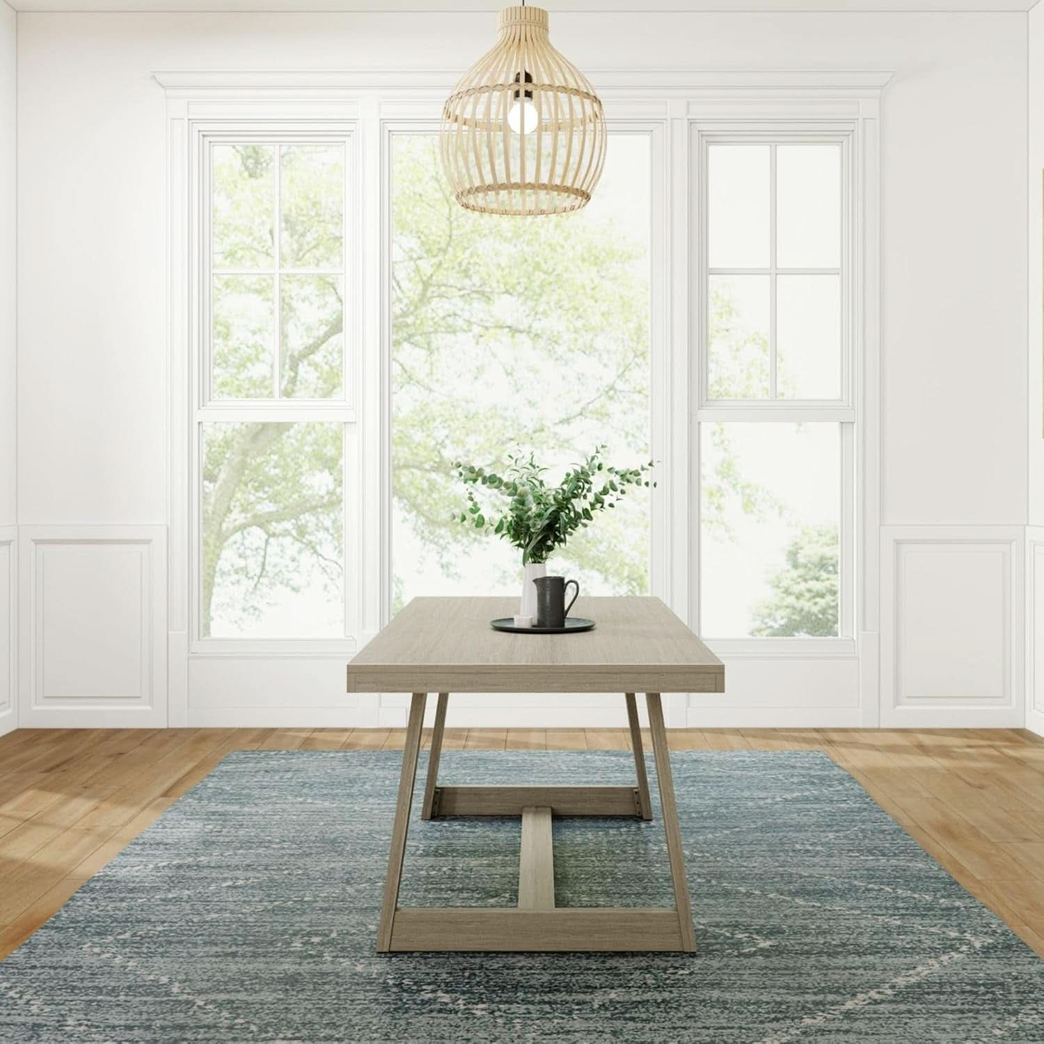 72 Inch Farmhouse Solid Wood Dining Table Rectangular Kitchen Table