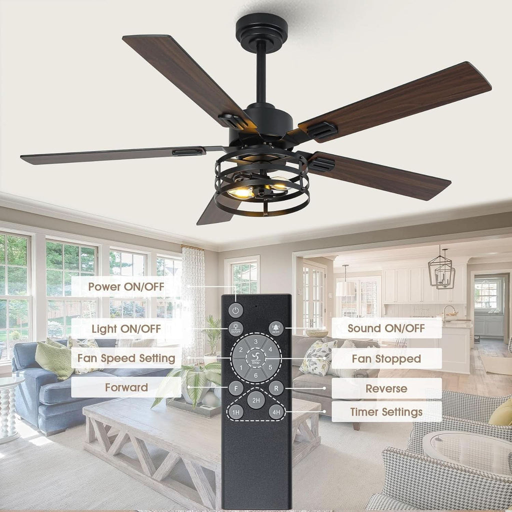 52 Inch Outdoor Ceiling Fan With Remote And Lights