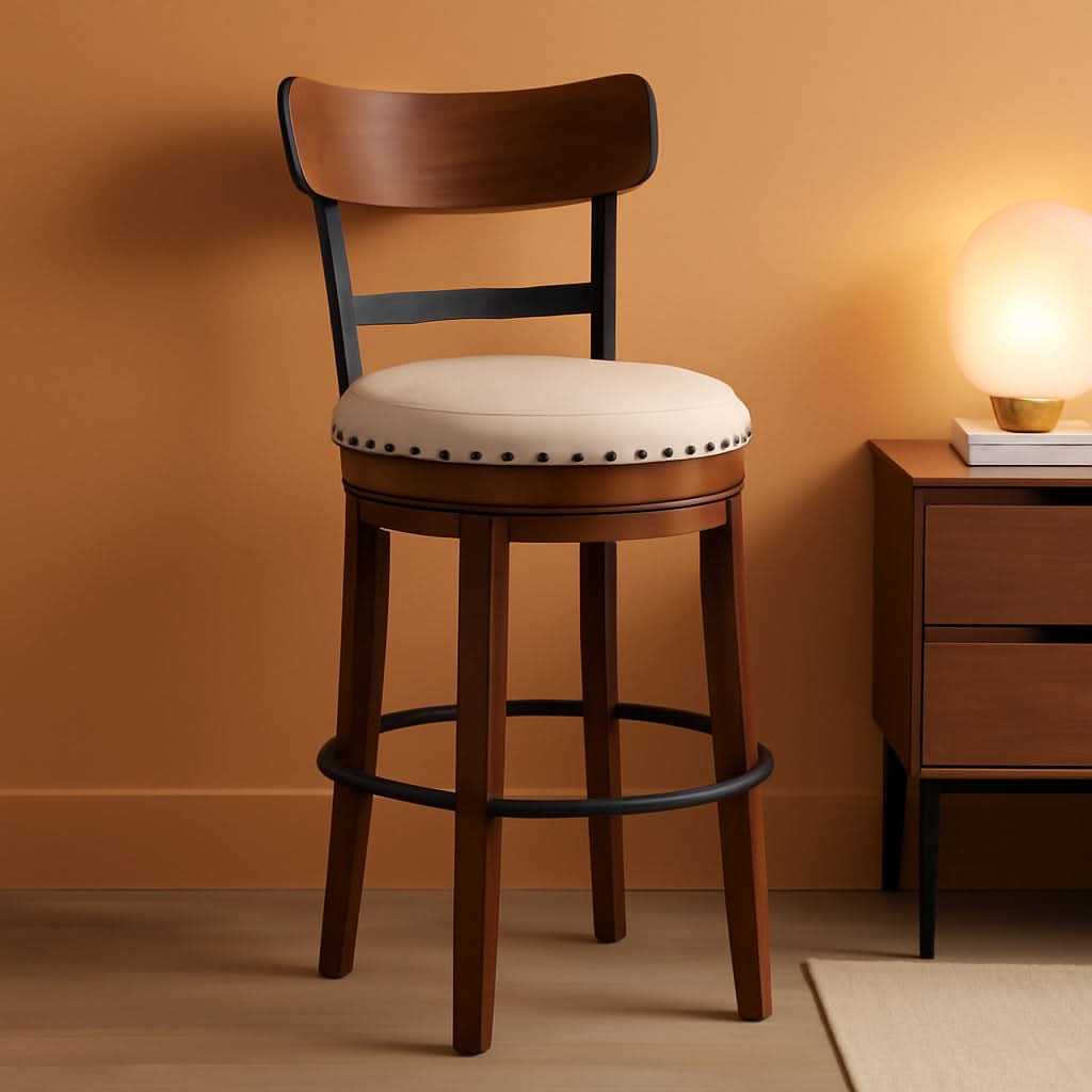 Valebeck 30 Inch Farmhouse Pub Height Bar Stool Brown