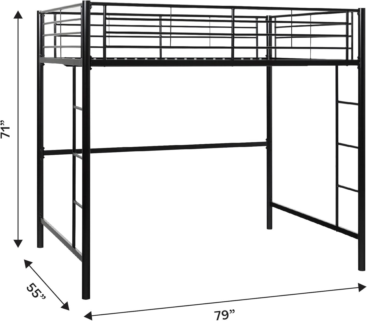 Urban Industrial Metal Double Loft Bunk Bed Full Black