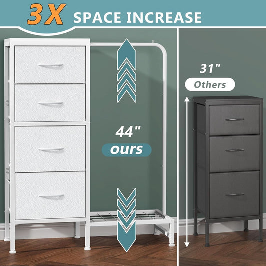 Dresser With Hanging Rack 4 Drawer White 44 Inch Tall