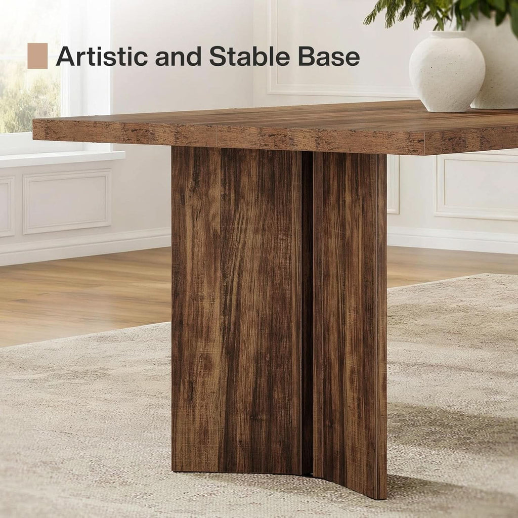 63 Inch Farmhouse Dining Table Vintage Brown Elegant