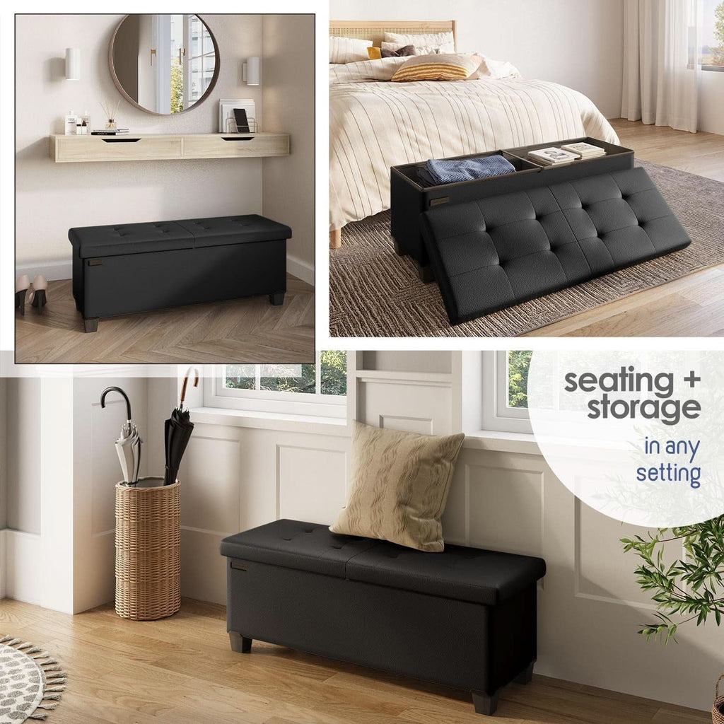 Black Forty ThreeInch Premium Multifunctional Storage Ottoman Bench