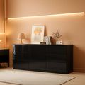 70 Inch Black Dresser With Built In Power Outlets Storage