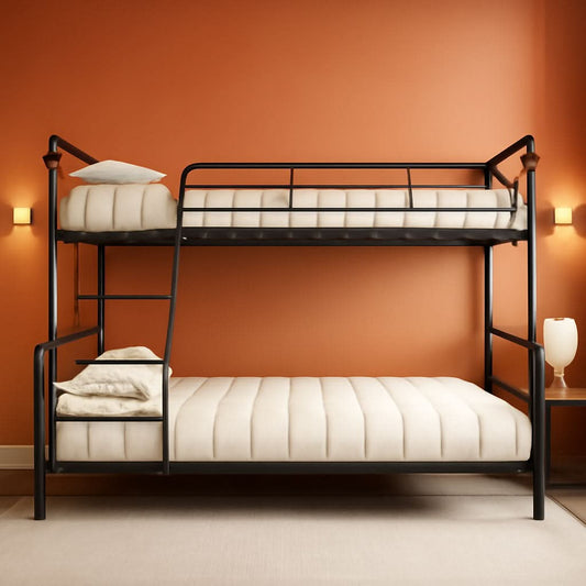 Twin Over Full Metal Bunk Bed Vintage Brown Space Saving