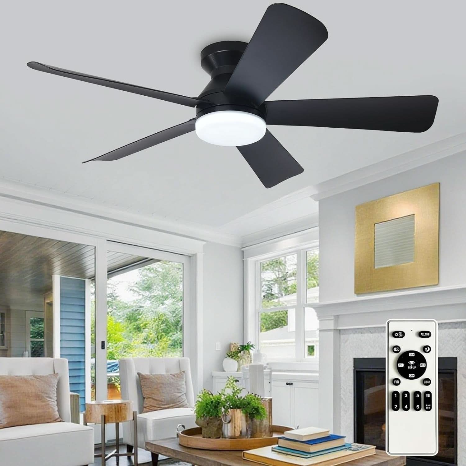 42 Inch Ceiling Fan With Dimmable LED Light Remote