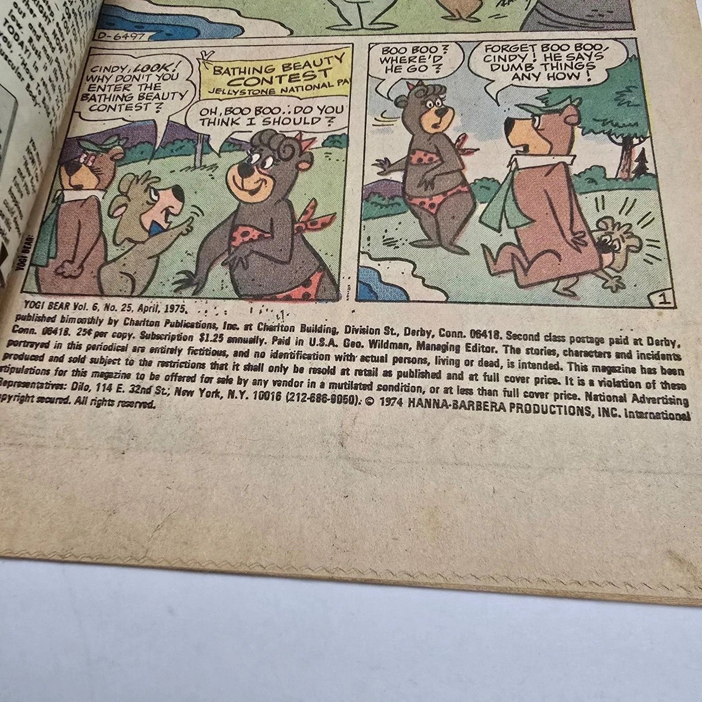Yogi Bear #25 Charlton Comics 1975 Hanna-Barbera Vintage Comic