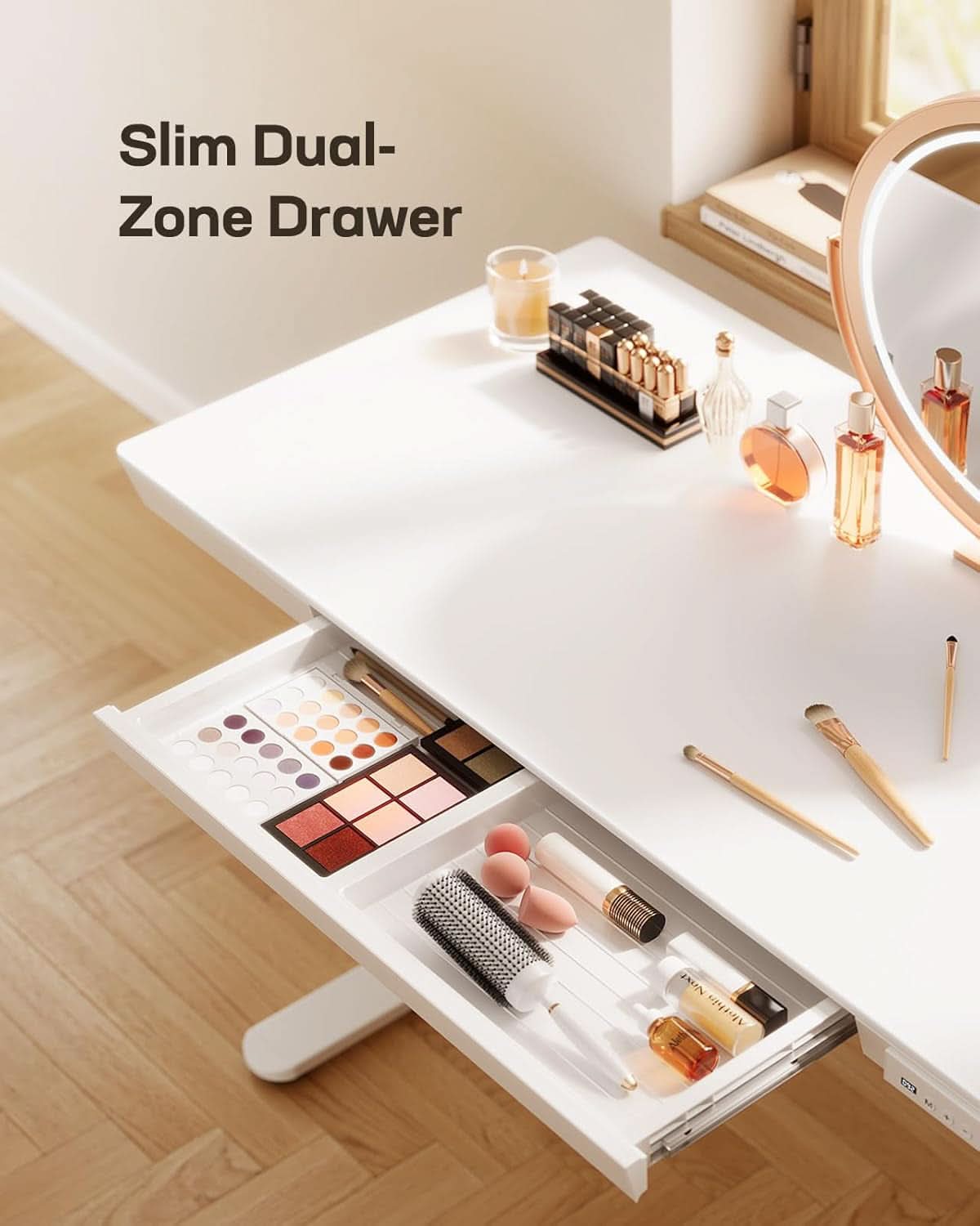 Height Adjustable Standing Desk 48x24 Inch With USB Ports And Drawer White