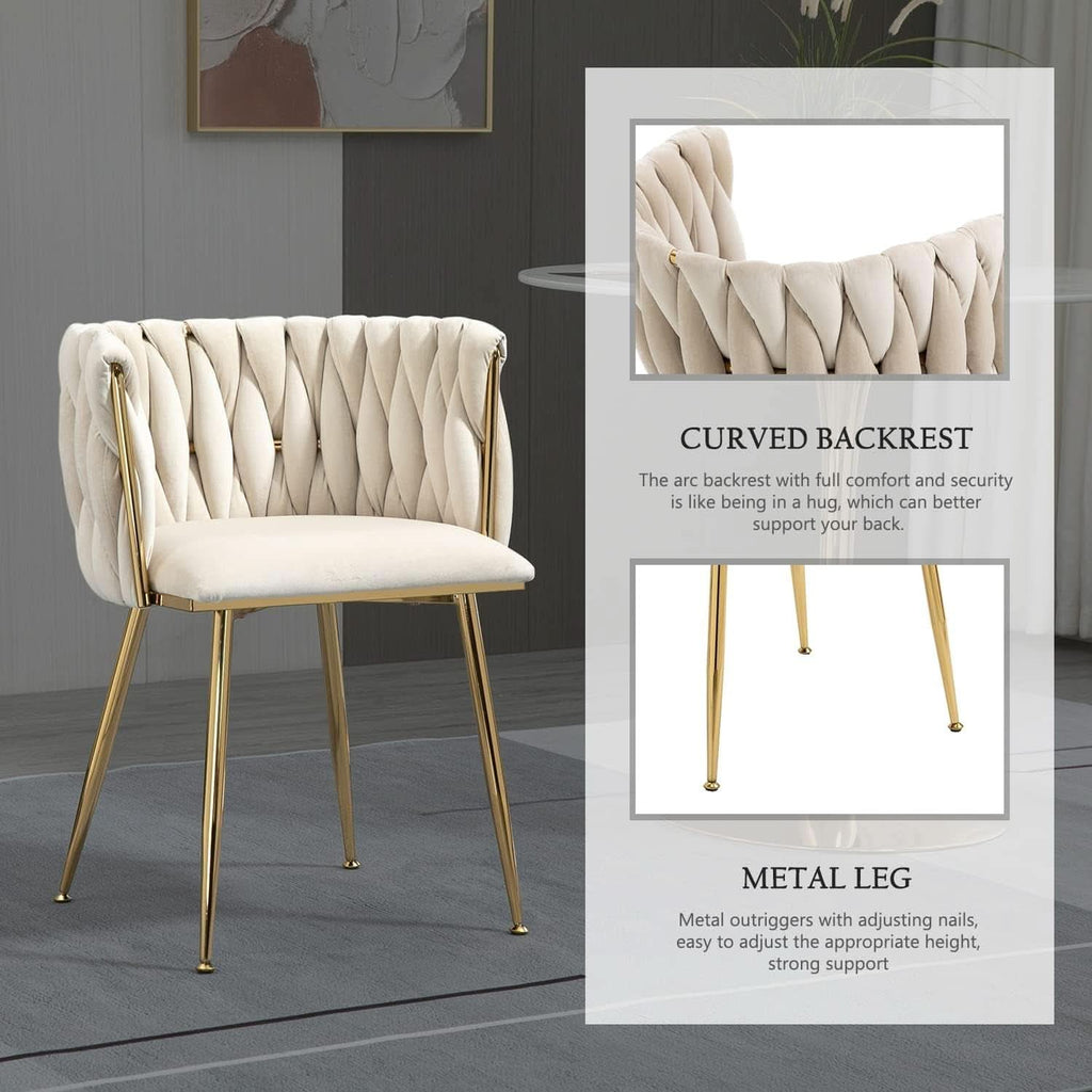Velvet Dining Chairs With Gold Metal Legs Tufted Modern Wingback Set Of 4