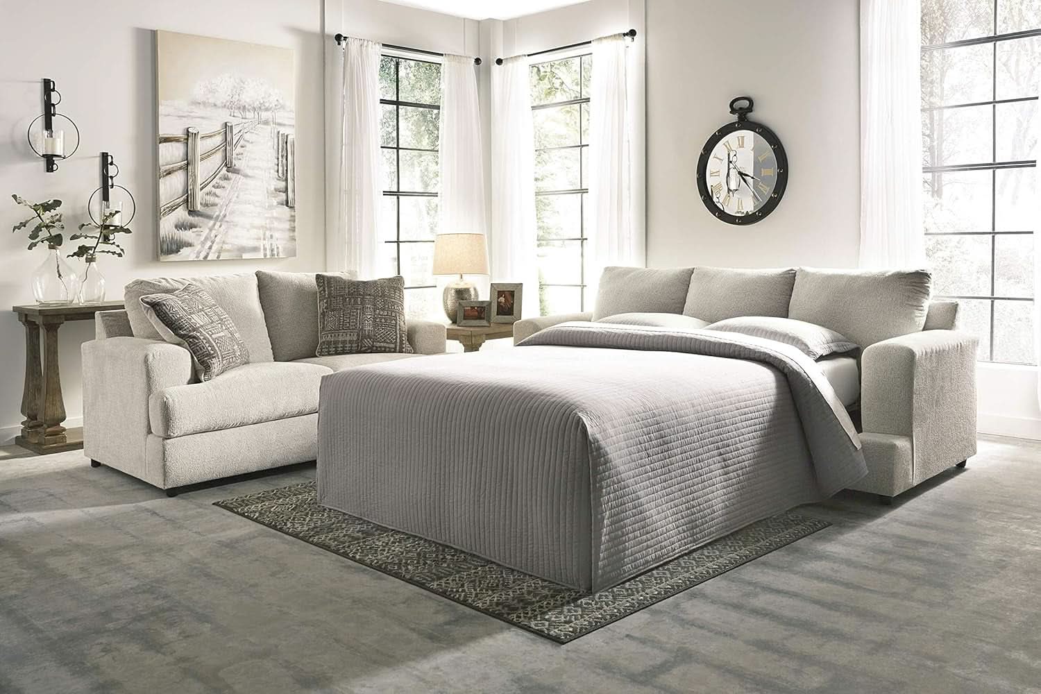 Soletren Premium Chenille Queen Sofa Sleeper White