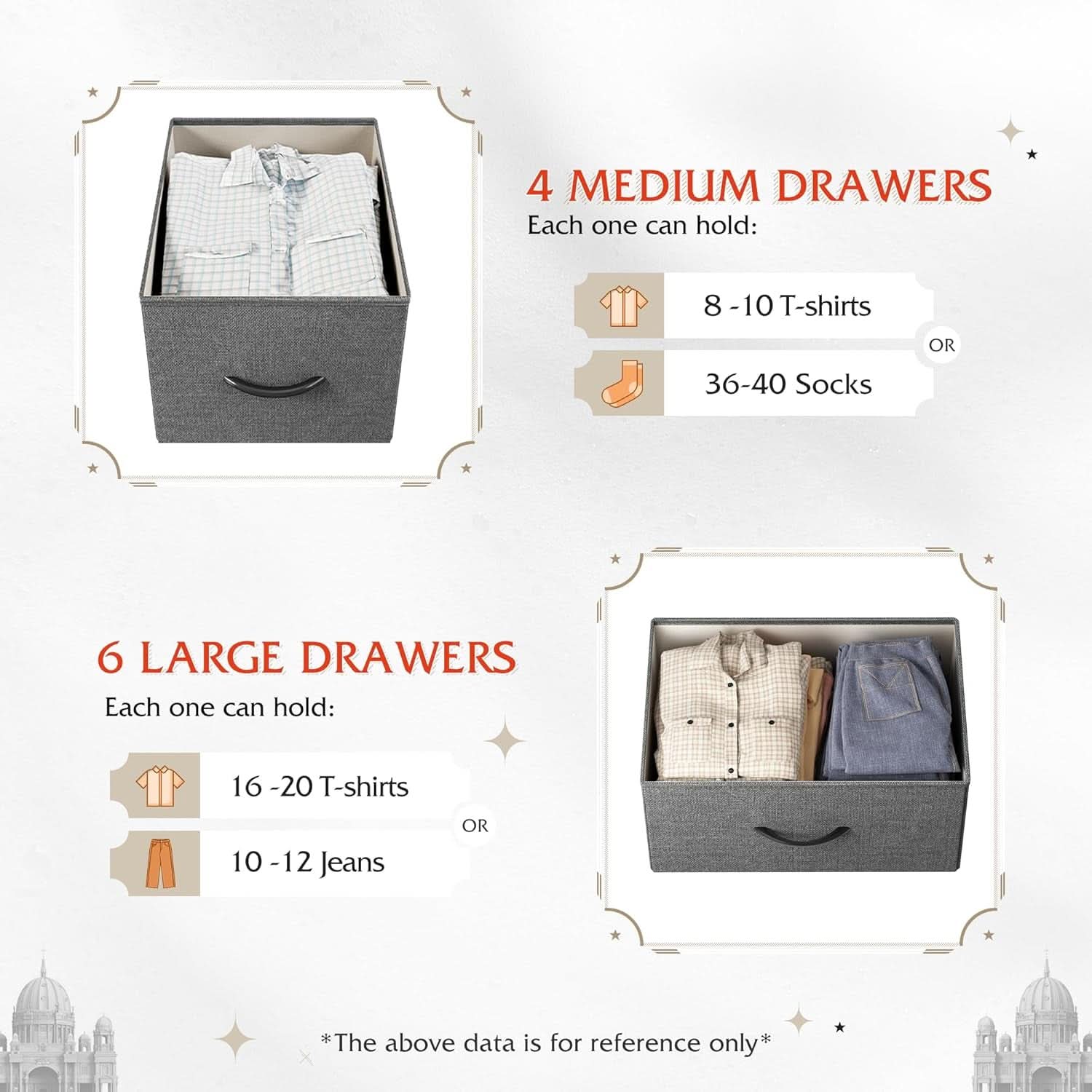 Dark Grey Fabric Dresser With 10 Drawers For Bedroom
