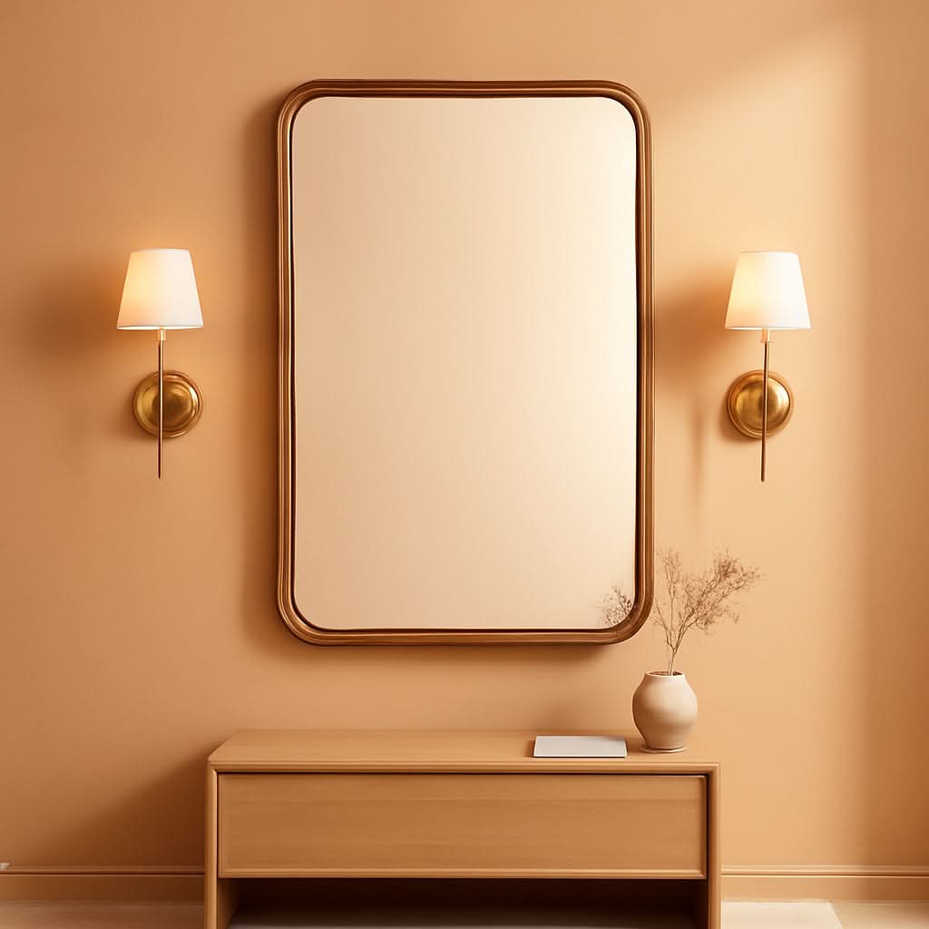 Wood Framed Bathroom Mirror 24x36 Inch Wall Mounted