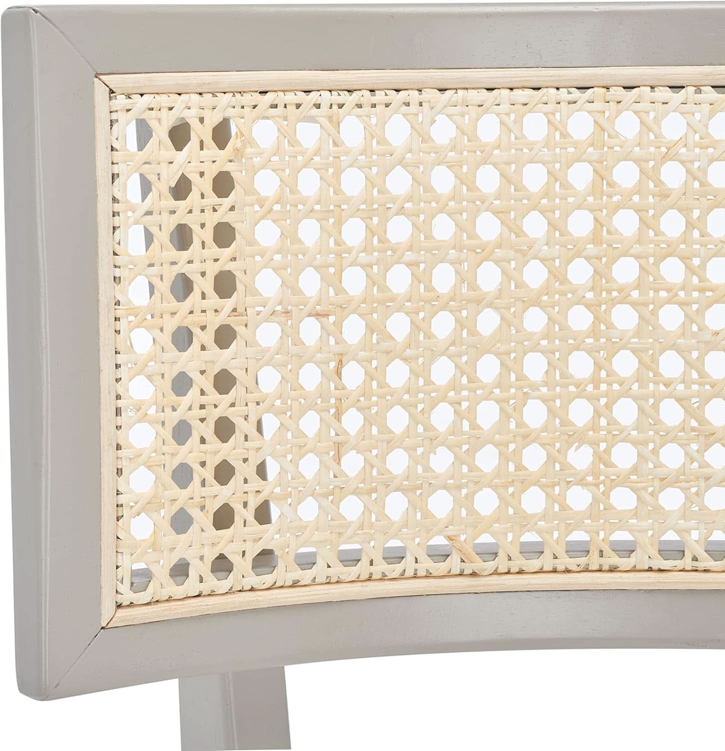 Coastal Grey Cane Seat Cushion Dining Chair For Kitchen