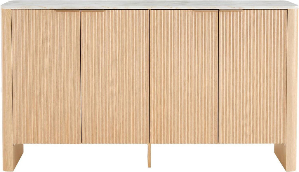 61 Inch Oak Sideboard Cabinet With Adjustable Shelves