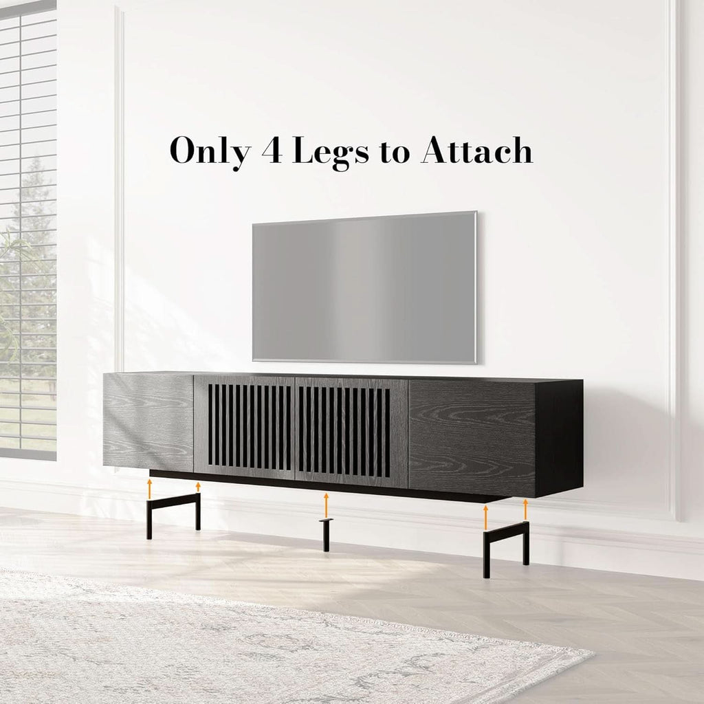 Modern Solid Wood TV Stand For 70 To 75 Inch TVs Black
