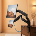Dual Monitor Stand With USB Port Height Adjustable Arms