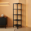 Industrial 5 Tier Corner Shelf Stand Black Metal Frame