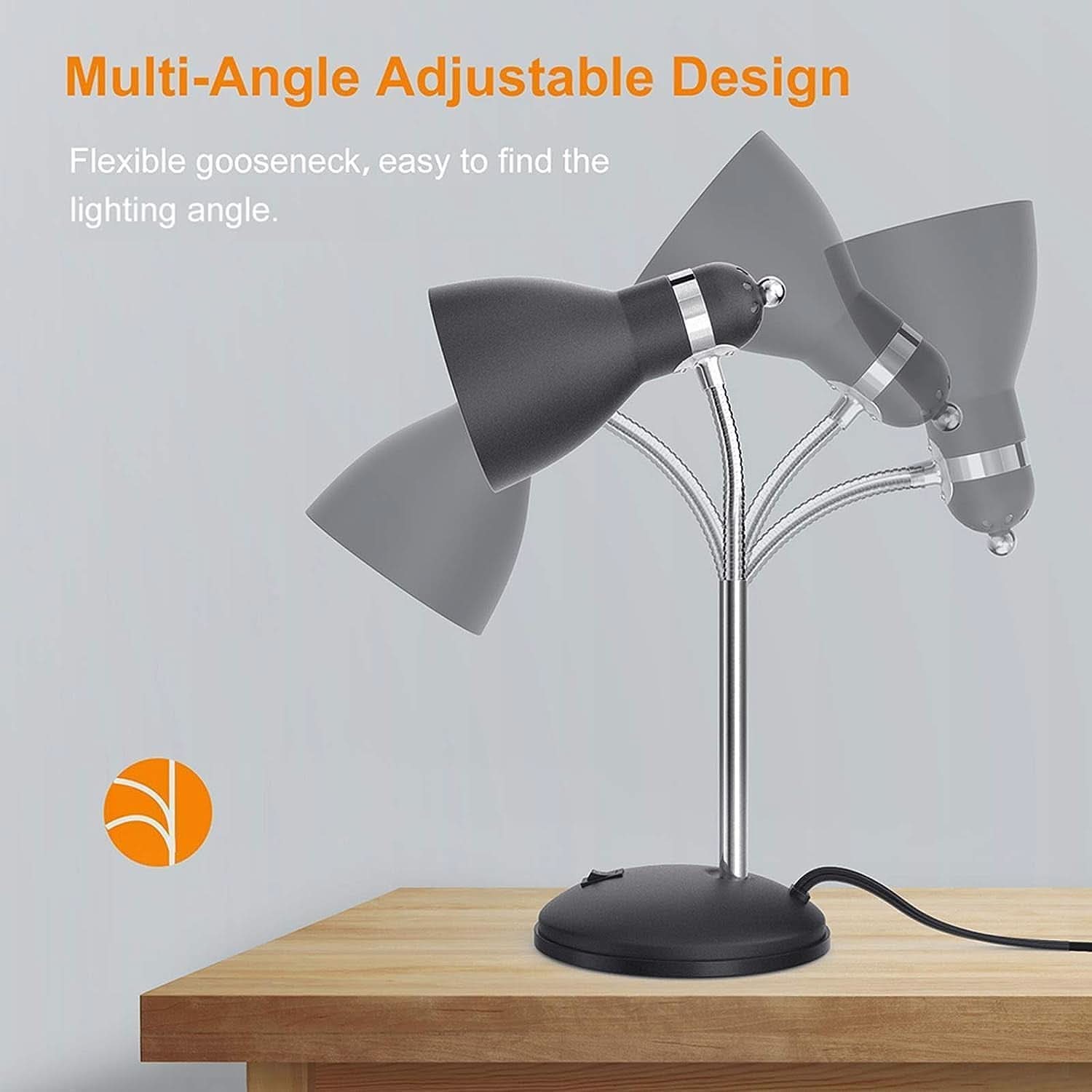 Matte Black Desk Lamp With Flexible Goose Neck Light