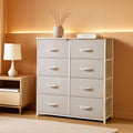 Bedroom Tall Linen Textured Fabric Dresser Drawers
