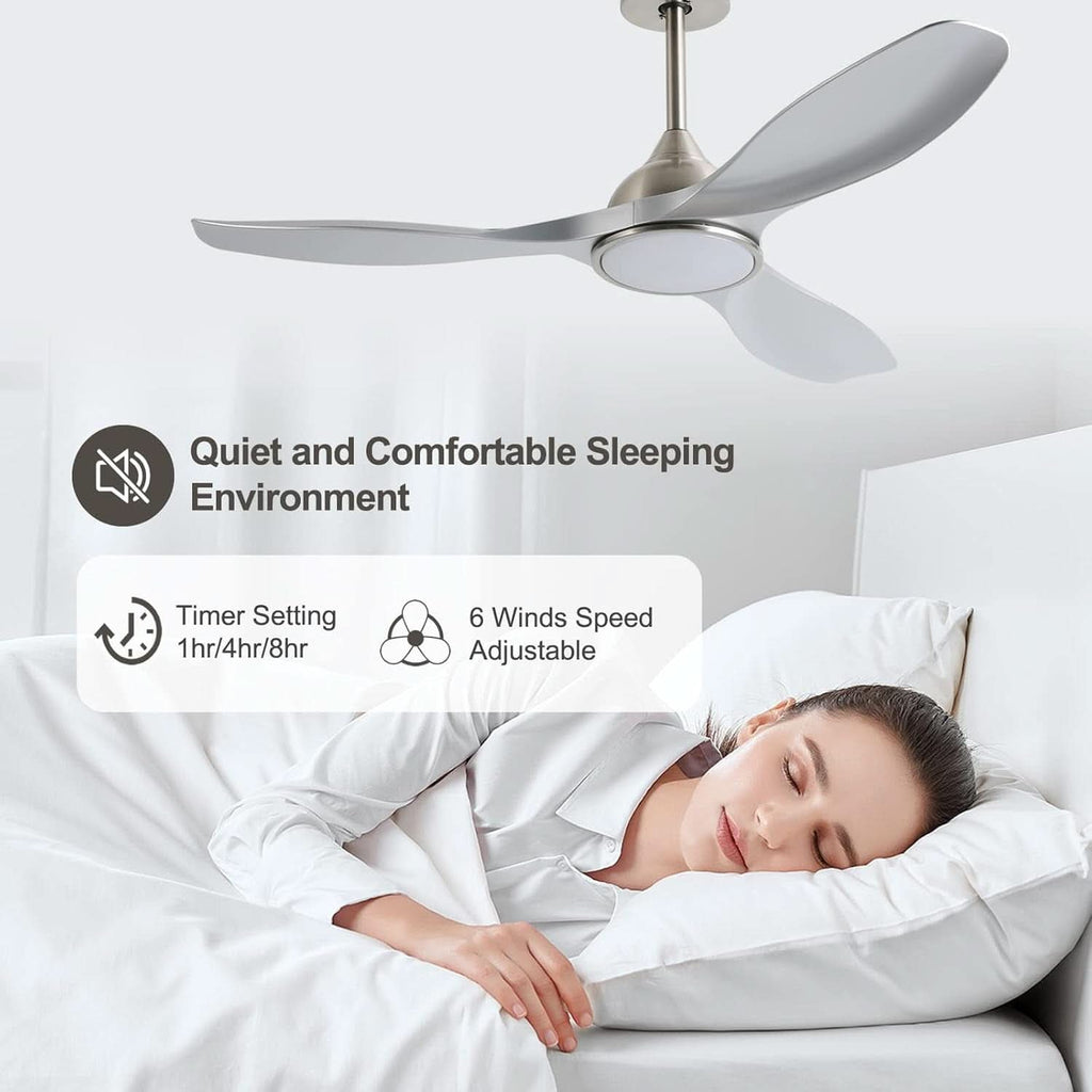 52 Inch Quiet DC Motor Ceiling Fan With LED Lights Remote Control