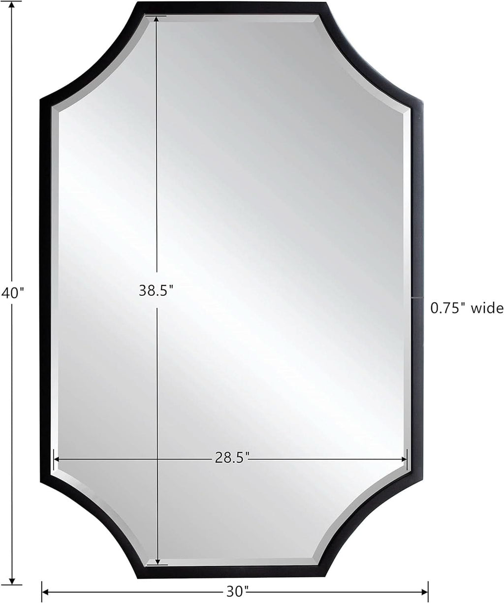 30x40 Black Bathroom Mirror With Gold Scalloped Frame