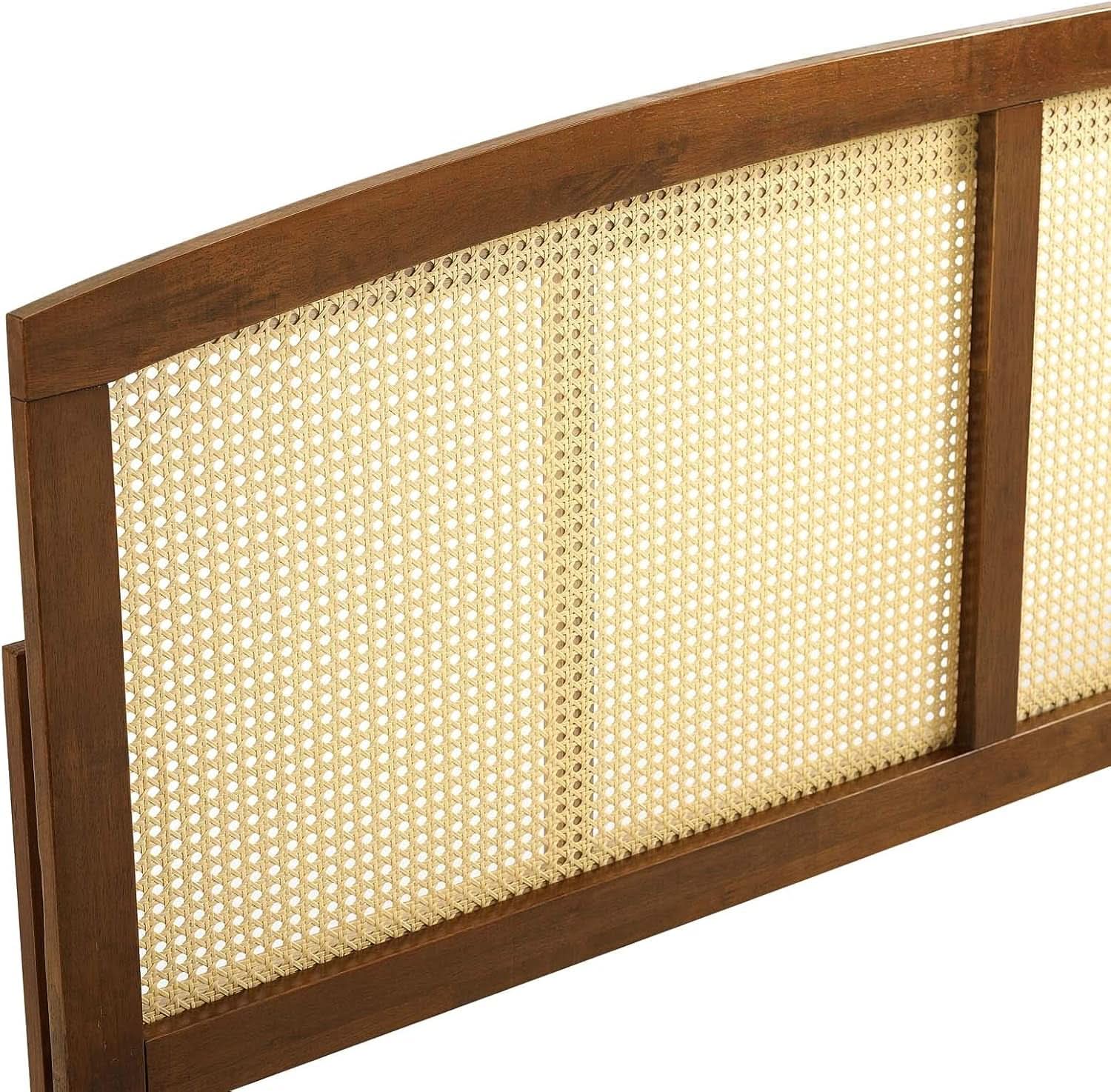 Cane Woven Rattan King Headboard With Organic Design