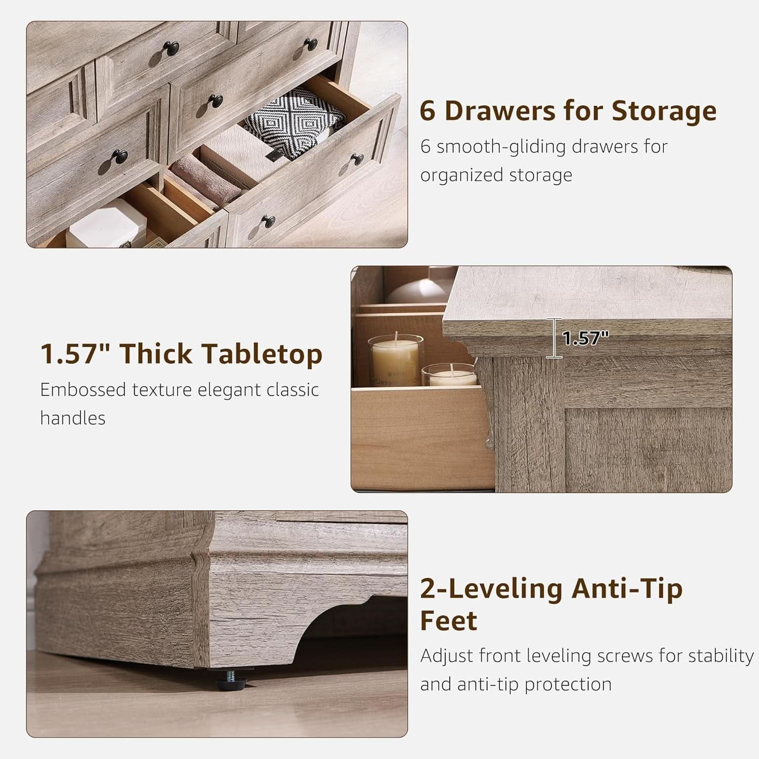 Dresser Cabinet FiftyFourInch Wide Distressed Oak Finish