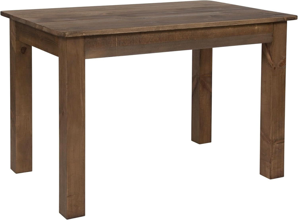 Rustic Brown Solid Wood Dining Table 46x30 Seats 4