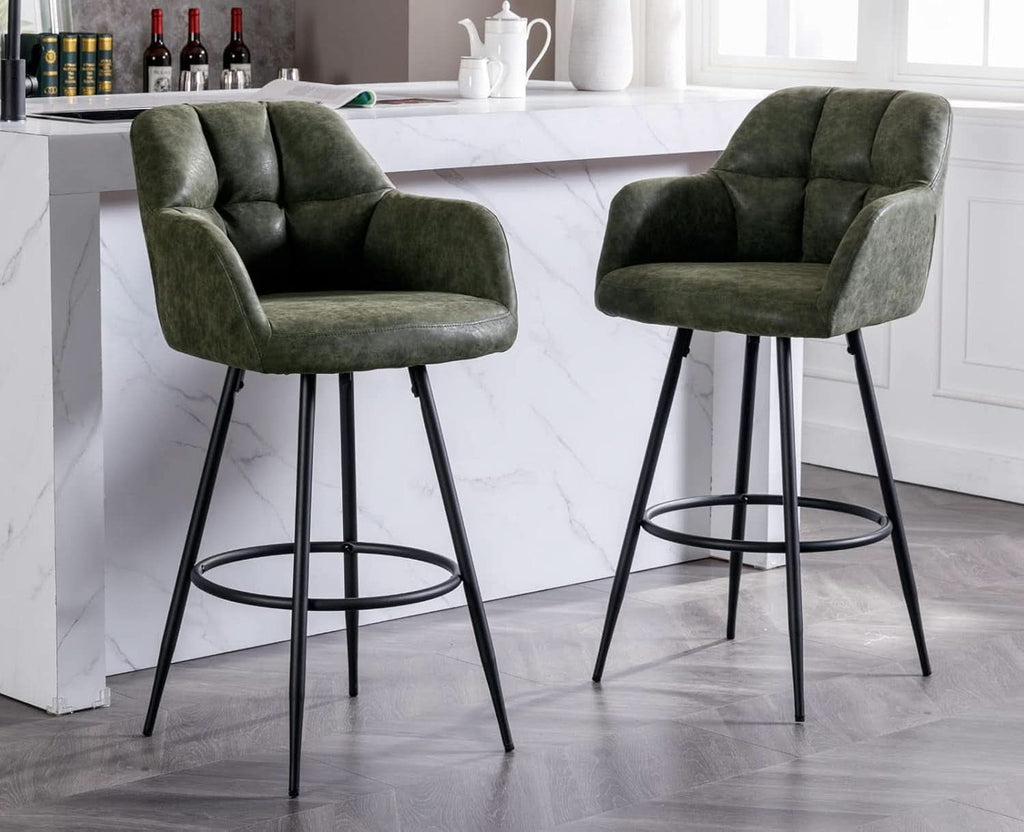 Modern Bar Stools Set of Two with Backrest Arms