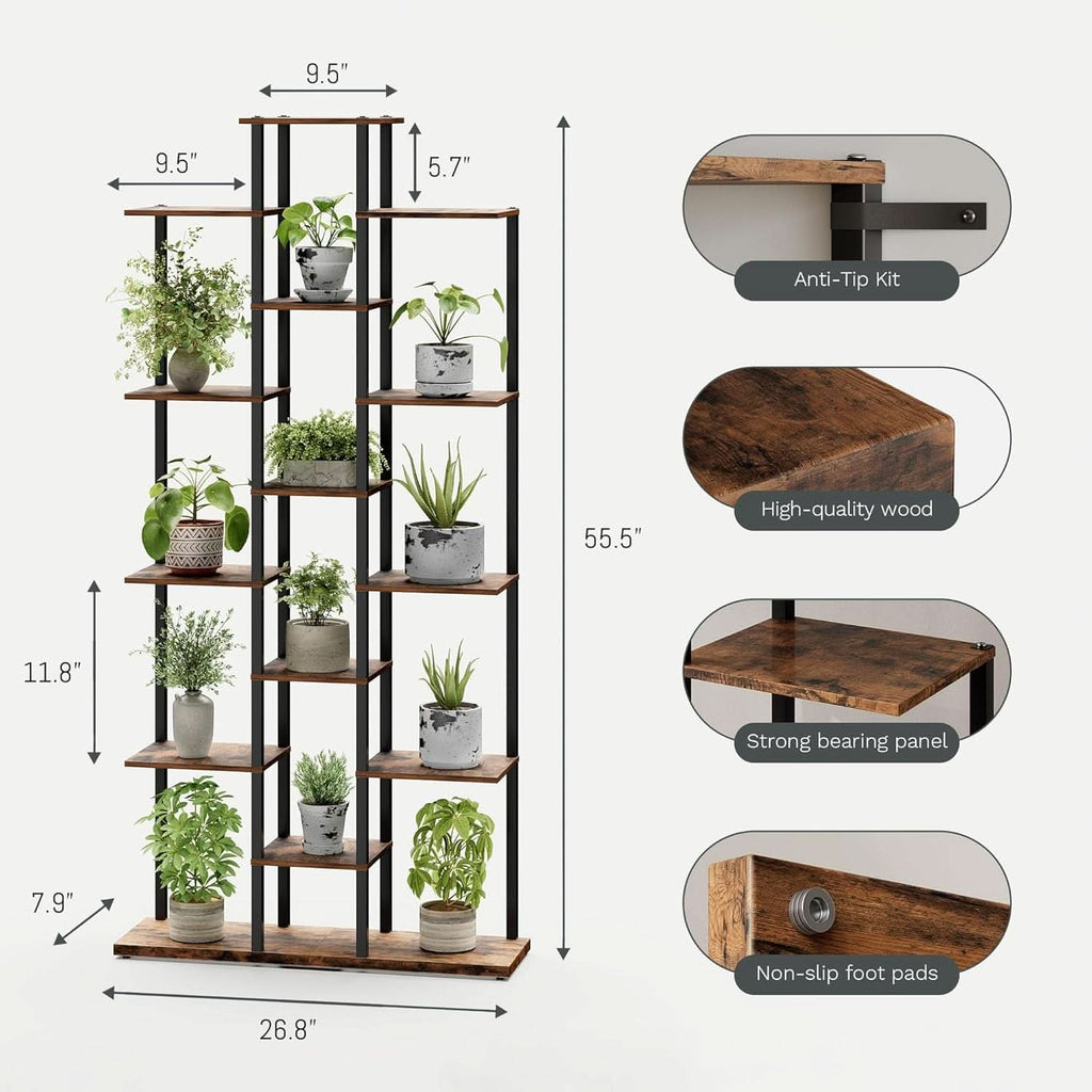 Rustic Brown 6 Tier Bookshelf For Small Living Room