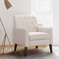 Linen Accent Chair With Button Tufting For Living Room