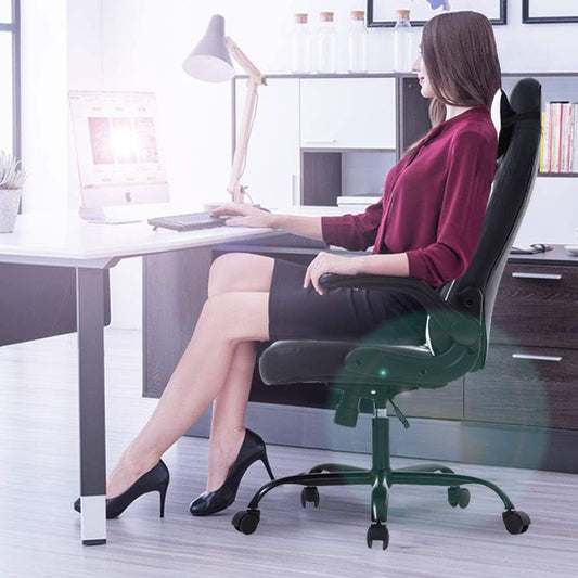 PC Gaming Chair White With Lumbar Support And Flip Up Arms