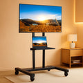 Height Adjustable Mobile TV Cart For 32 To 83 Inch Screens With Locking Wheels