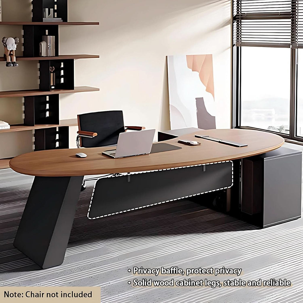 Spacious L Shaped Executive Desk With Side Storage System