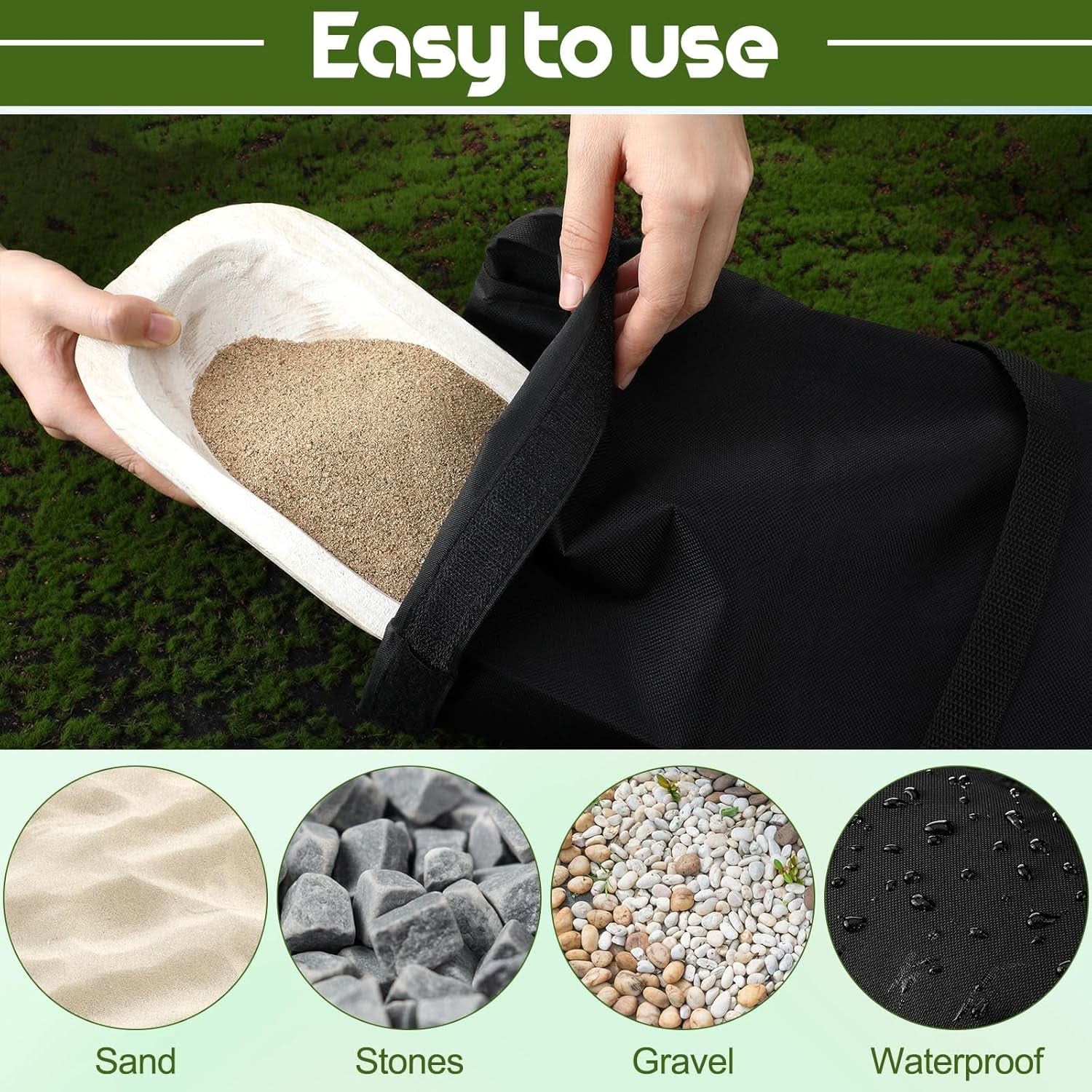 5 Pack 55 Pound Fillable Sandbags Outdoor Umbrella Bases