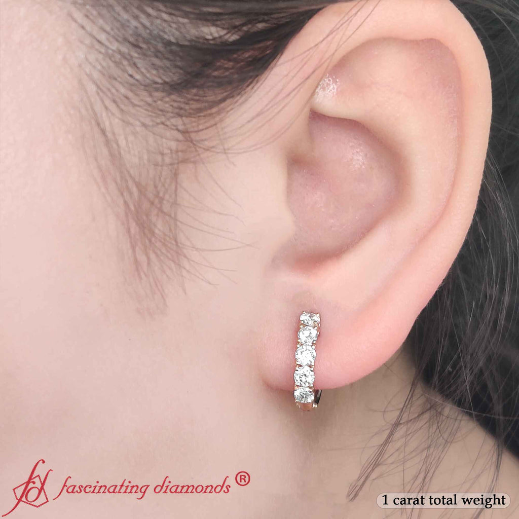 1 Carat Sparkle Five Stone Hoop Earrings