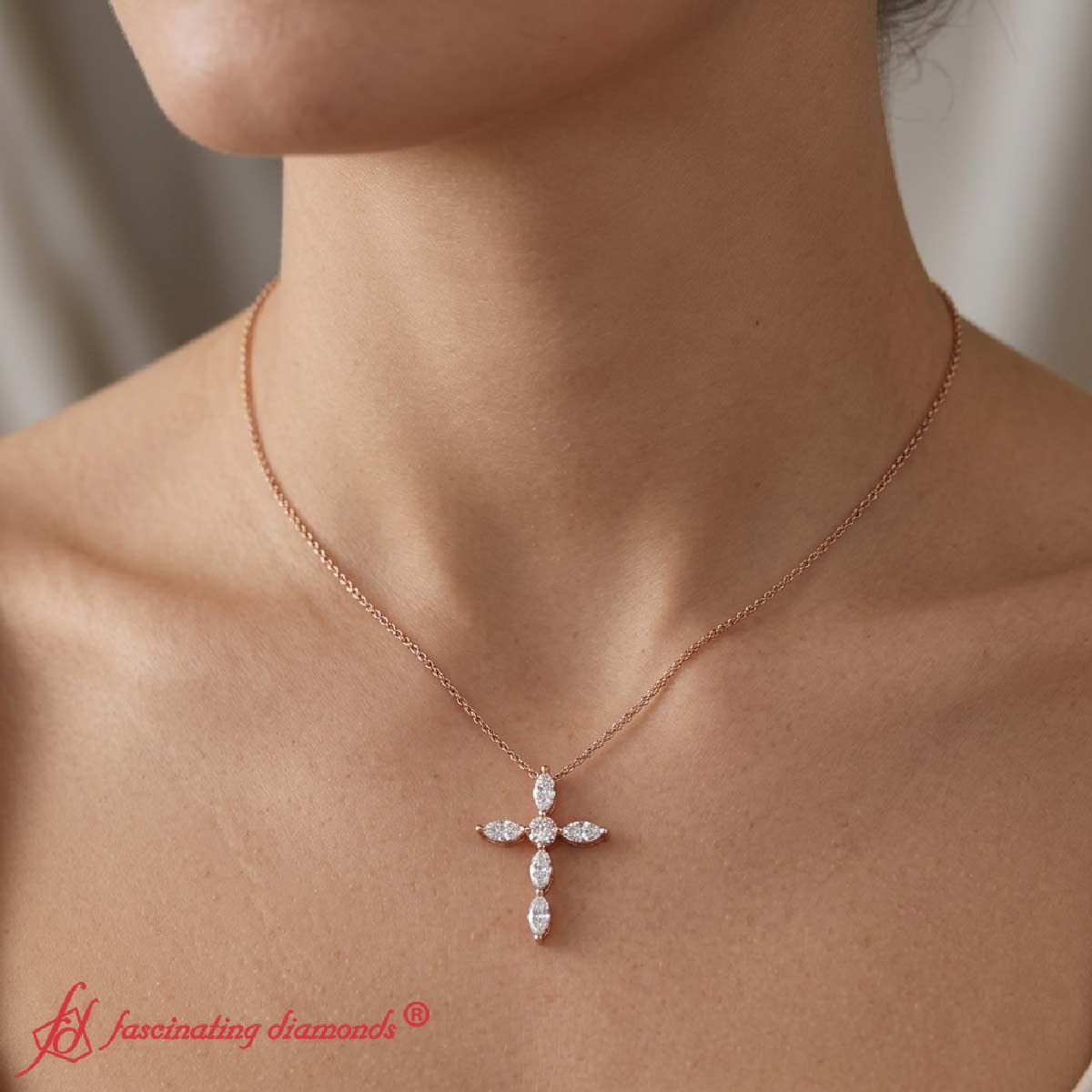 1 Ct. Marquise Diamond Cross Pendant