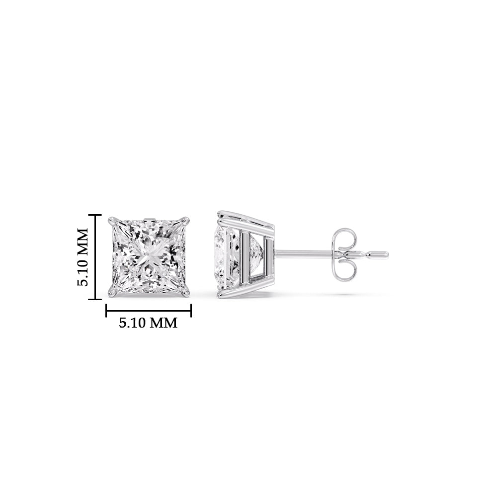 Princess Cut Diamond Stud Earring