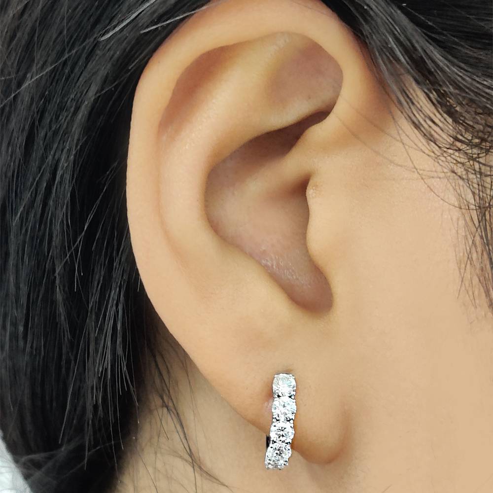 1 Carat Sparkle Five Stone Hoop Earrings