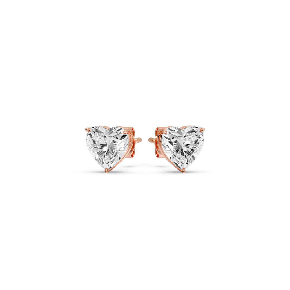 Heart Shaped 3 Prong Basket Stud Earring