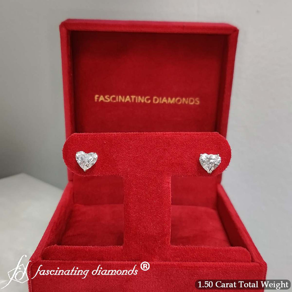 Heart Shaped 3 Prong Basket Stud Earring