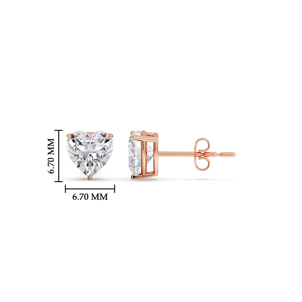 Heart Shaped 3 Prong Basket Stud Earring