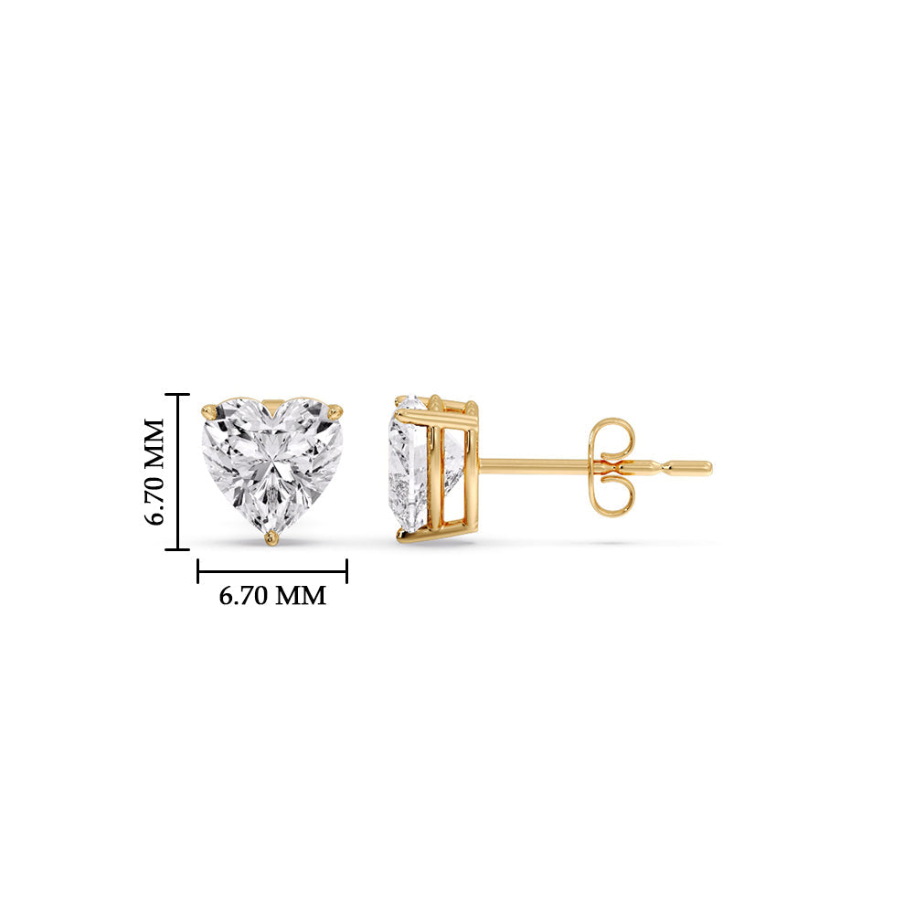 Heart Shaped 3 Prong Basket Stud Earring