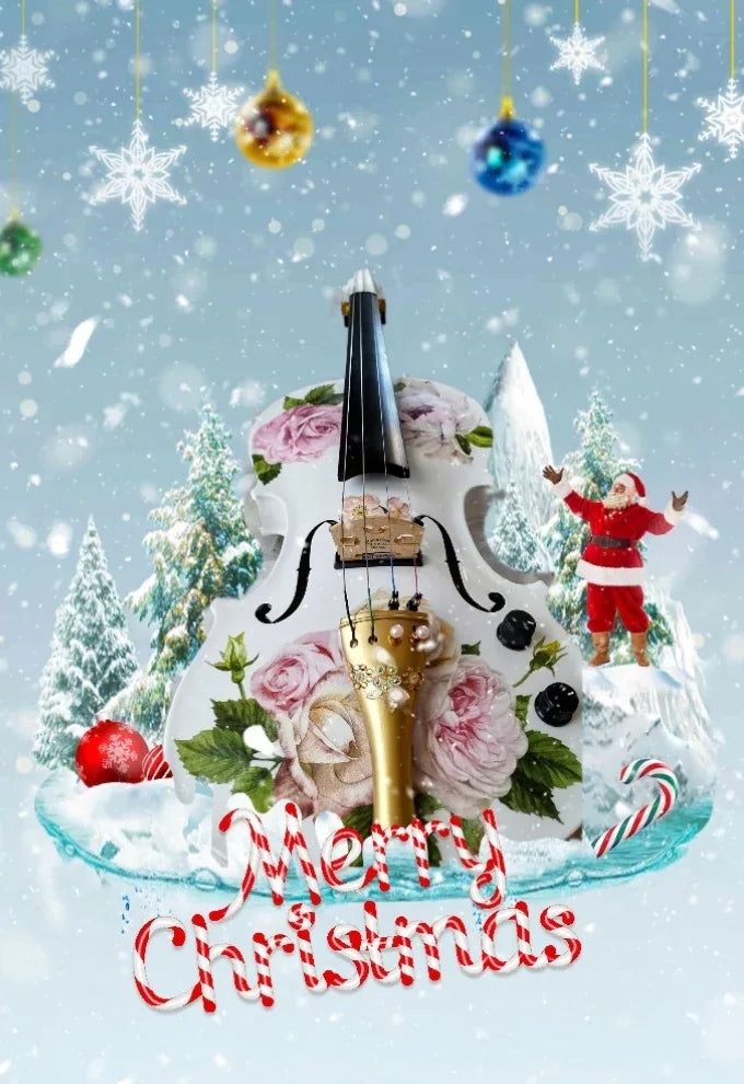 Rose Delight Electric Acoustic Violin Outfit | Electric Violin with Rose Design, Mechanical Pegs & Carbon Fiber Bow