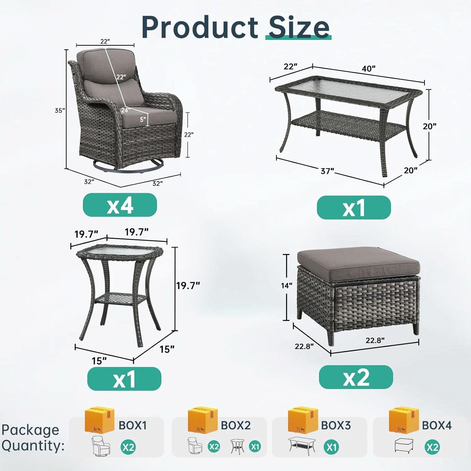 Comfortable Outdoor Swivel Rocker Patio Chairs Set