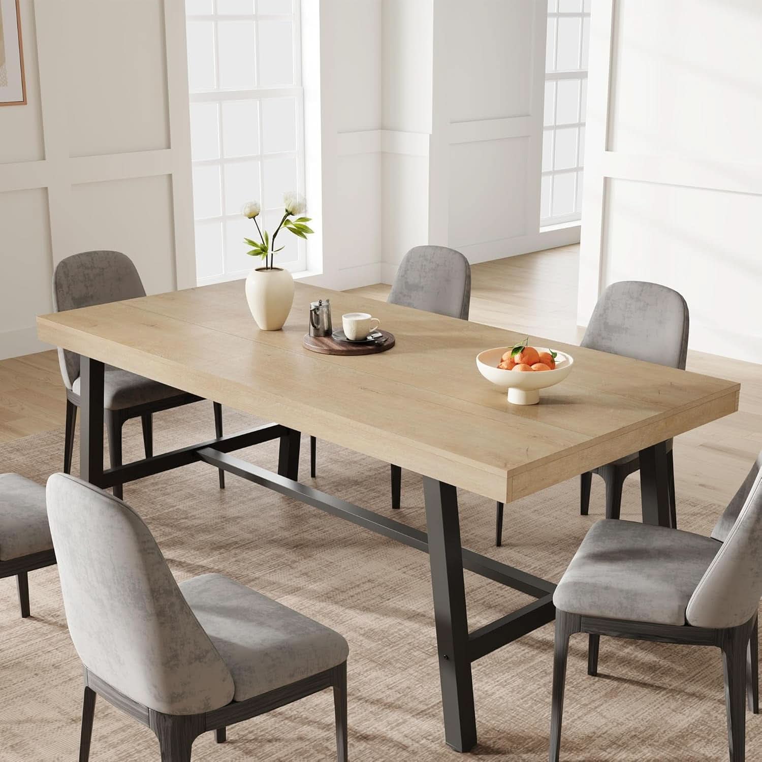 Industrial Dining Table 70.87 Inch Rustic Brown Wood