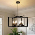 Black 6 Light Adjustable Pendant Chandelier For Dining Room