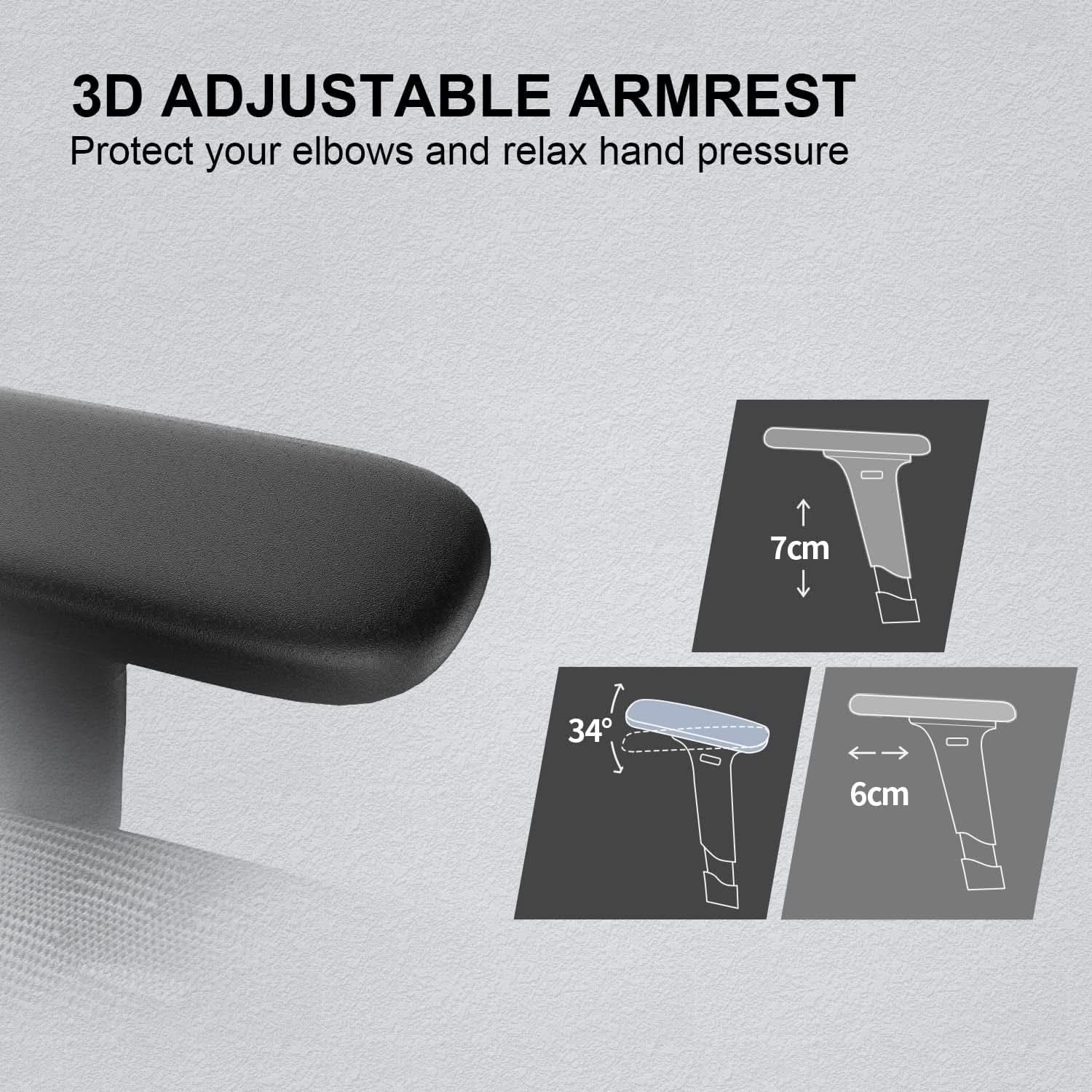 Ergonomic Mesh Office Chair With Adjustable Headrest And Lumbar Support