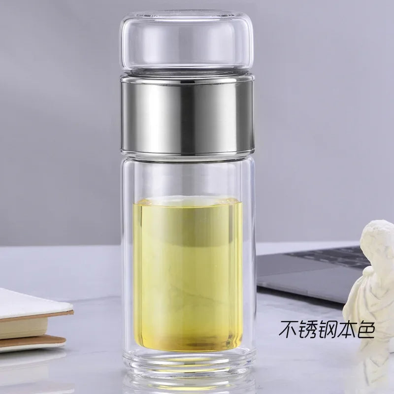 Double Wall Glass Tea Infuser Bottle